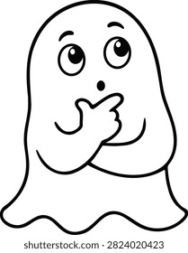Cute thinking ghost and