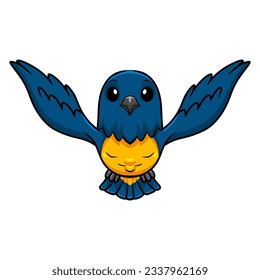 Cute thraupidae black and gold tanager bird cartoon