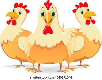 cute three cartoon hen 