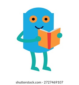 Personaje de libro tridimensional lindo disfrutando de leer otro libro aislado en la ilustración de fondo blanco limpio