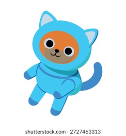 Bonito astronauta gato tridimensional flutuando alegremente isolado na ilustração de fundo branco