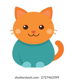 Gato tridimensional lindo que se sienta con calma y que sonríe con las Formas redondeadas suaves en el fondo blanco
