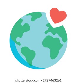 Globo de terra tridimensional bonito segurando o coração minúsculo isolado no fundo branco limpo