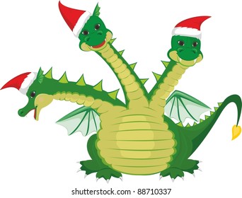 Cute three headed dragon