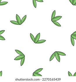Cute three leaves seamless pattern. Vector illustration. Flat cartoon style.