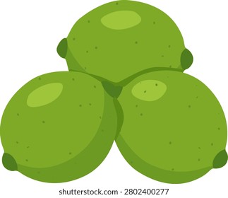 Cute Three Limes Flat Vector Illustration