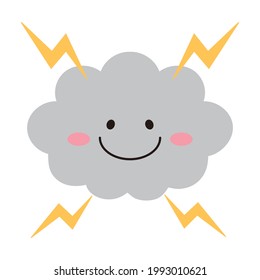 Cute thunder icon illustration material