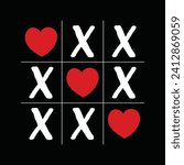 Cute Tic Tac Toe Hearts Valentines Day T-Shirt Funny Valentine Gifts