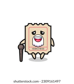cute ticket grandpa is holding a stick , cute style design for t shirt, sticker, logo element