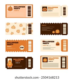 Cute Ticket Set Colorful Halloween Party