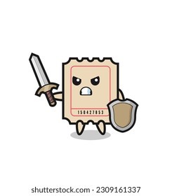 cute ticket soldier fighting with sword and shield , cute style design for t shirt, sticker, logo element