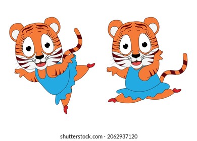 cute tiger animal cartoon ballerina