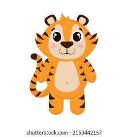 cute tiger animal cartoon icon isolated