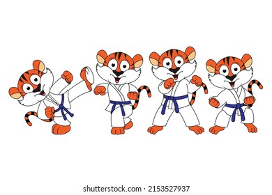 tigre lindo, animal de dibujos animados karate