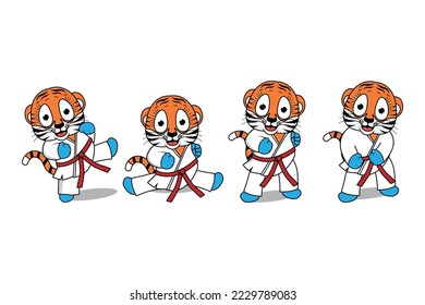 cute tiger animal cartoon karate