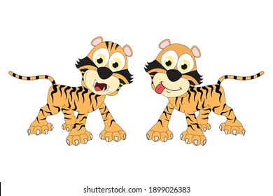 cute tiger animal cartoon, simple vector illustration