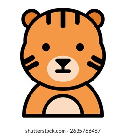 Cute Tiger Animal Icon Illustration