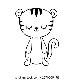 cute tiger animal isolated icon