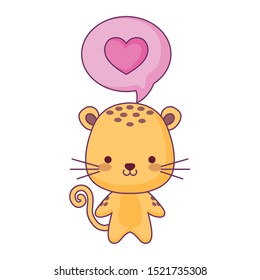 cute tiger animal and speech bubble with heart vector illustration design