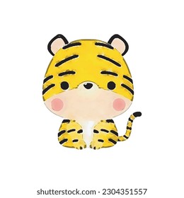 Cute tiger animal watercolor style on a white background llustration vector
