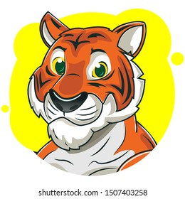 cute tiger avatar with yellow background