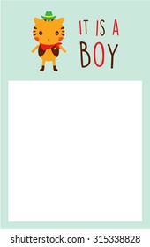cute tiger it is a baby boy announcement card
