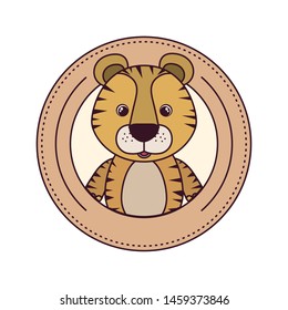 cute tiger for baby card on white background