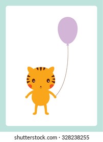 cute tiger with balloon