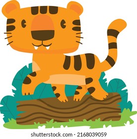 Cute tiger cartoon animal alphabet mascot with background