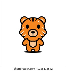 Cute tiger cartoon character vector