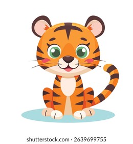 cute tiger cartoon character vector