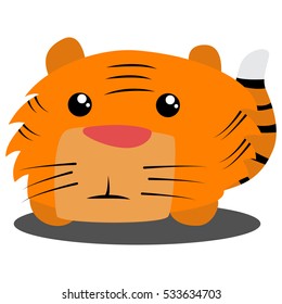 Cute Tiger cartoon character. Vector illustration isolated on white background.