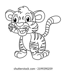 Cute Tiger Cartoon Coloring Page Illustration Stock Vector (Royalty ...