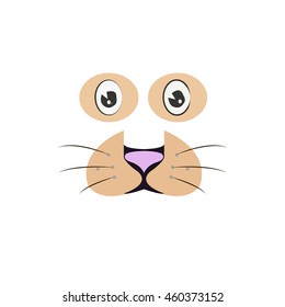 Cute Tiger cartoon face. Vector illustration 10 EPS. Isolated on white background. Fabric print. Design template.