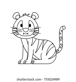 Cute tiger cartoon icon vector illustration graphic design
