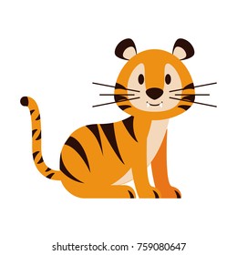 Cute tiger cartoon icon vector illustration graphic design