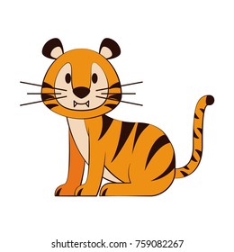 Cute tiger cartoon icon vector illustration graphic design