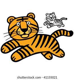 A cute tiger cartoon illustration.