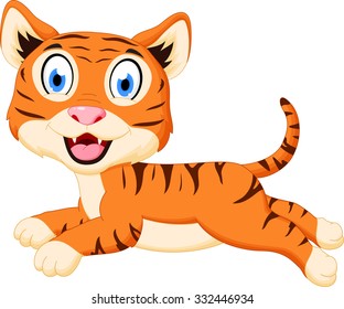 Cute tiger cartoon jumping 