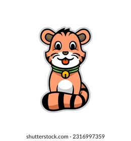 Cute tiger cartoon mascot illustration