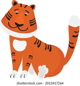 Cute Tiger  cartoon on white background