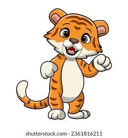 Cute tiger cartoon on white background