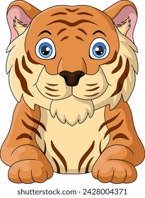 Cute tiger cartoon on white background
