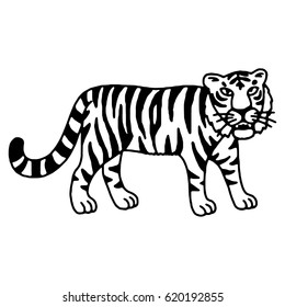 Cute tiger cartoon roaring