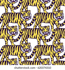 Cute tiger cartoon roaring