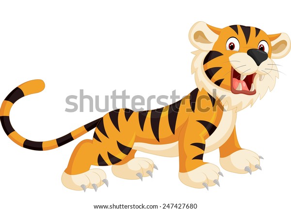 Cute Tiger Cartoon Roaring Stock Vector Royalty Free 247427680