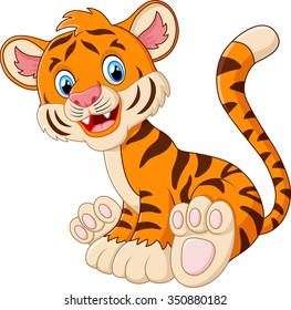 Cute tiger cartoon sitting
