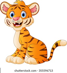 Cute tiger cartoon sitting