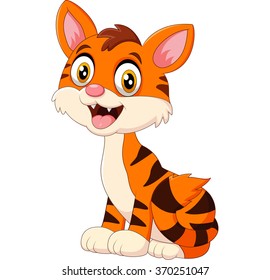 Cute tiger cartoon sitting