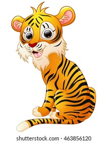 Cute tiger cartoon sitting